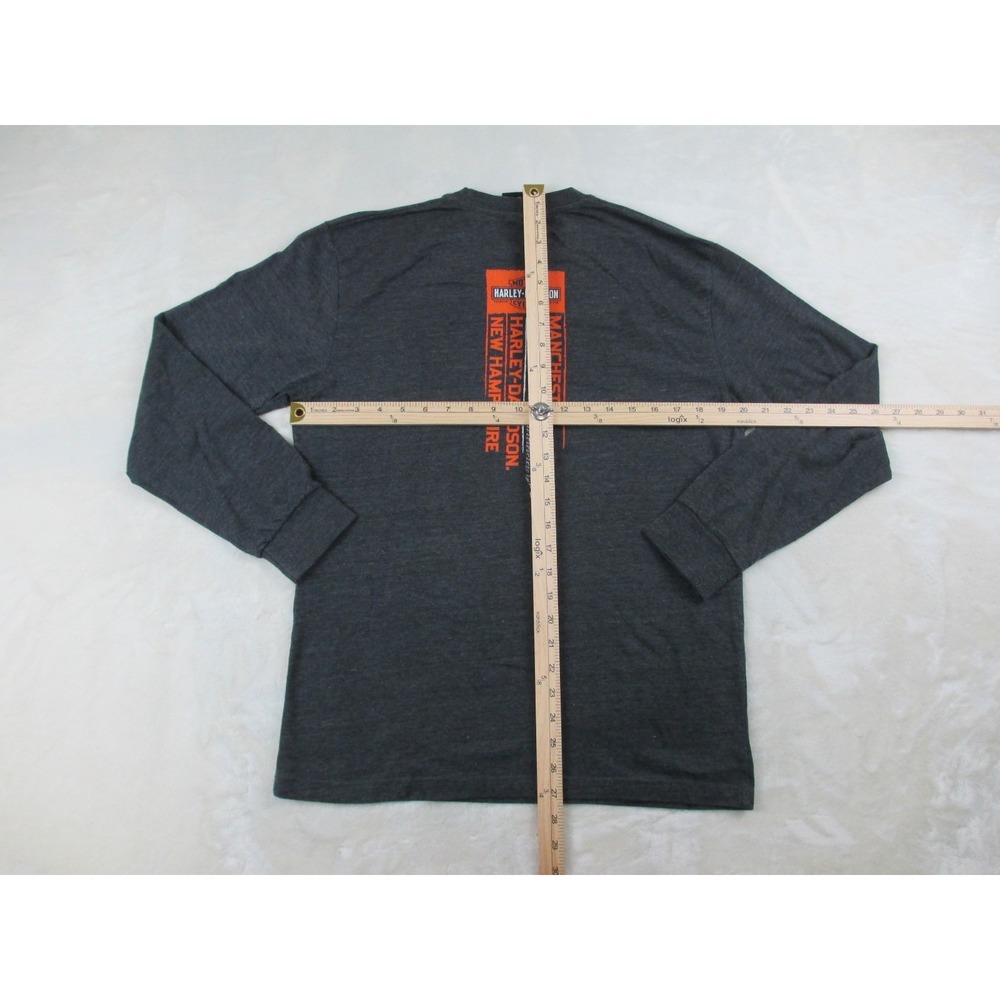 Harley Davidson Shirt Mens Medium Gray New Hampshire Motorcycle Rider Casual - Picture 12 of 16